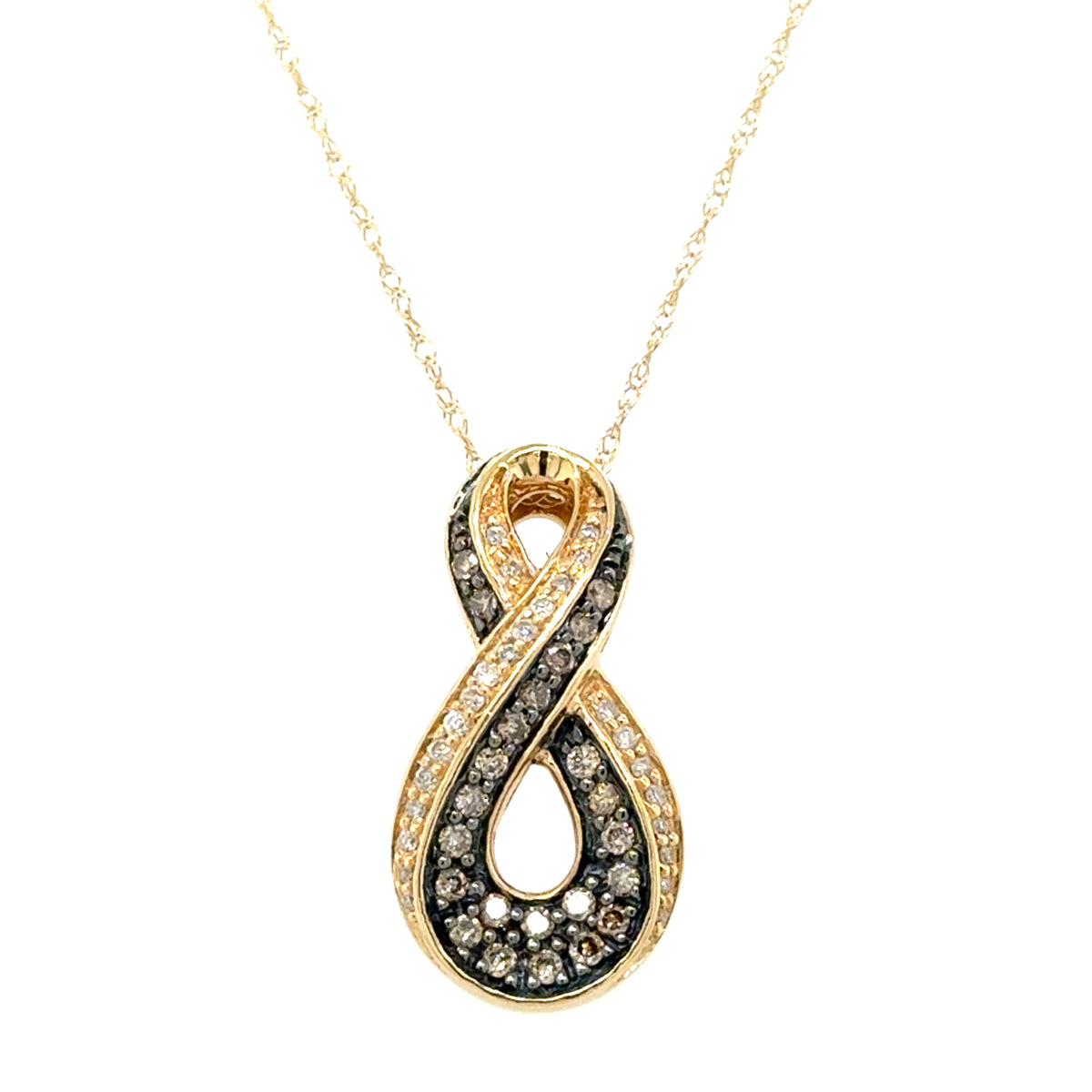 Yellow14 Karat 0.35Cttw Mocha And White Diamonds Pendant