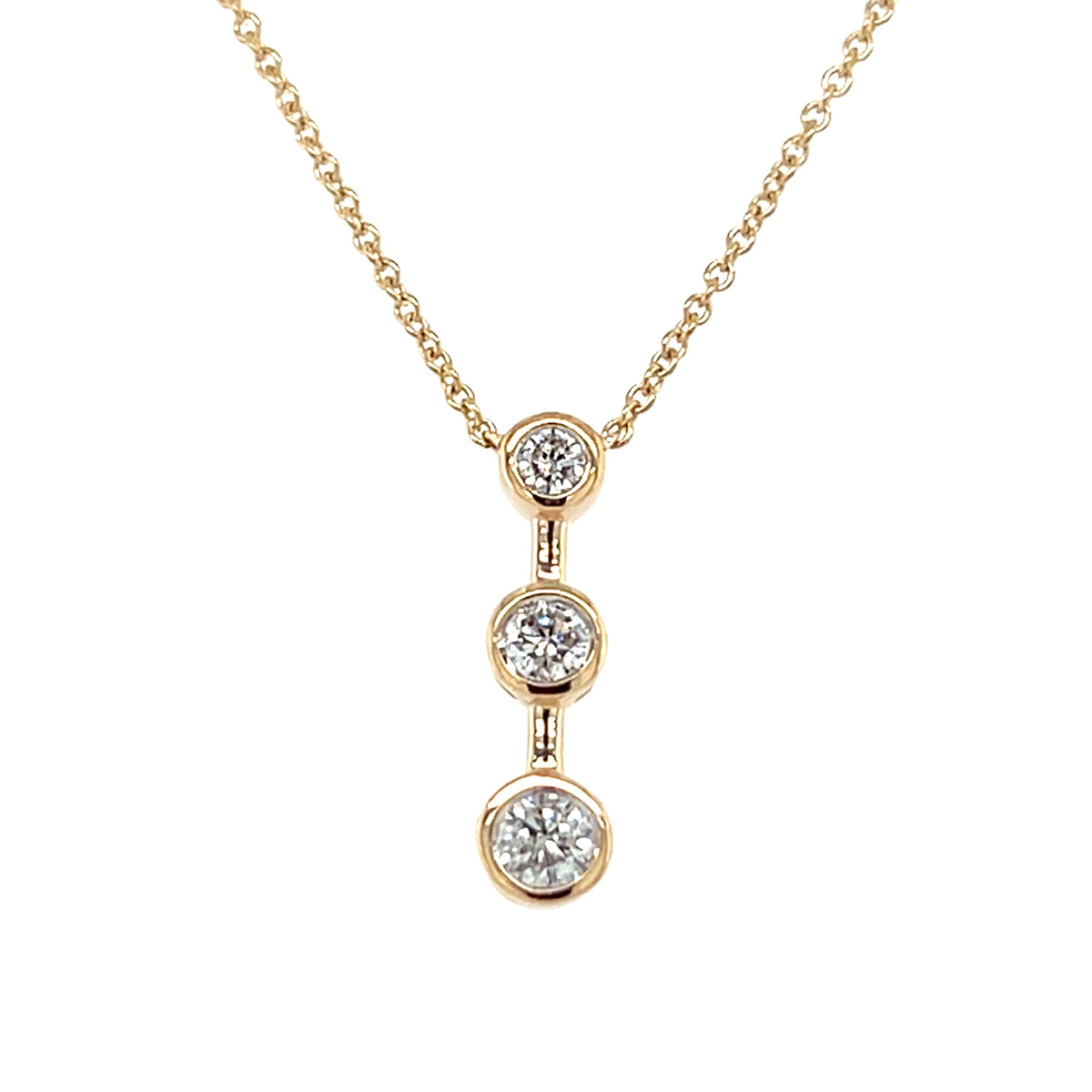 Yellow 10 Karat 0.25Cttw 3 Stone Pendant