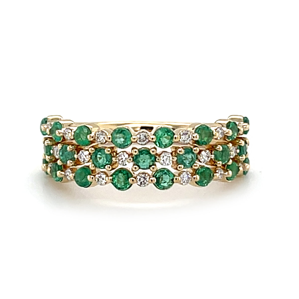 14 Karat Yellow Emerald and Diamond Ring