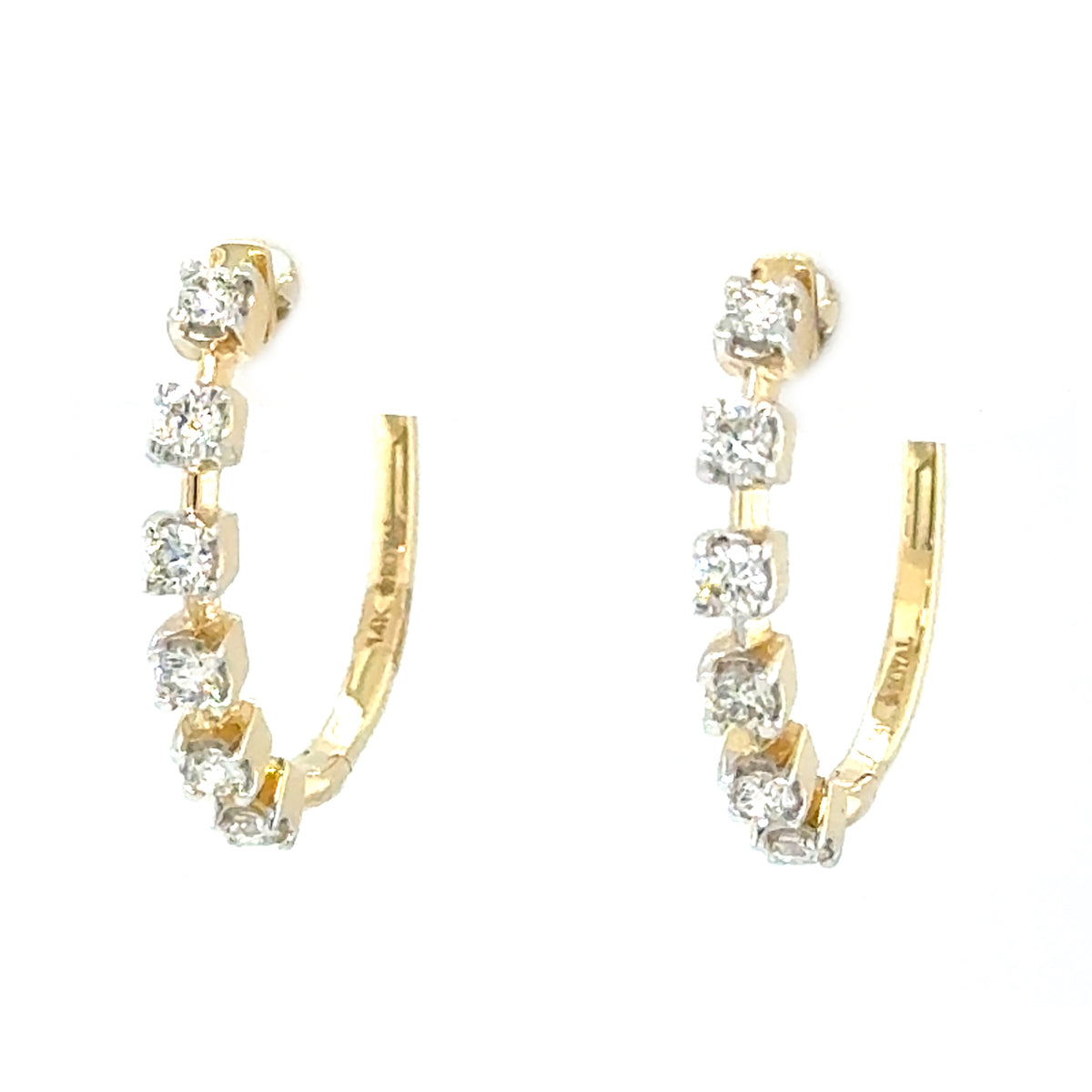 Yellow 14 Karat Medium Hoop Earrings