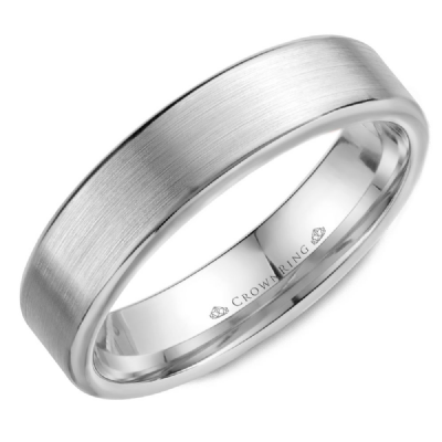 14k White Gold Men's Wedding Band